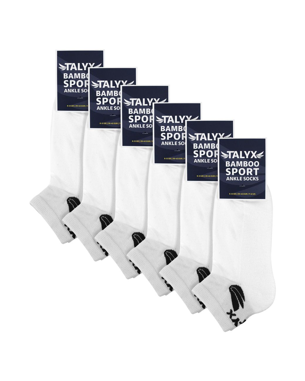 Talyx Black 6 Pack Bamboo Ankle Socks for men
