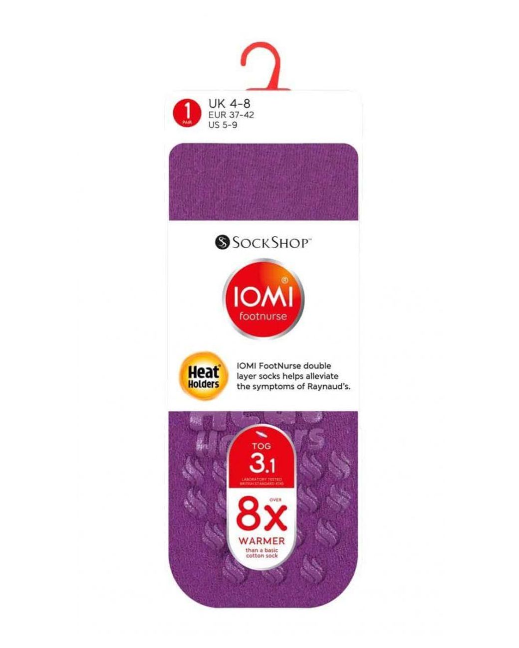 IOMI Purple Ladies Thick 3.1 Tog Non Slip Grip Slipper Socks For Raynauds for men