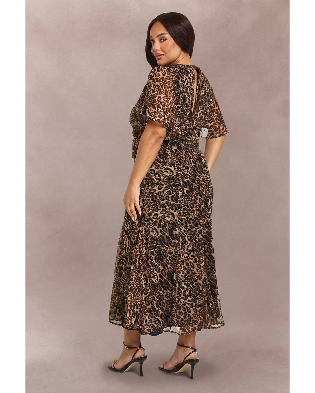 Boohoo Brown Plus Angel Sleeve Midaxi Dress