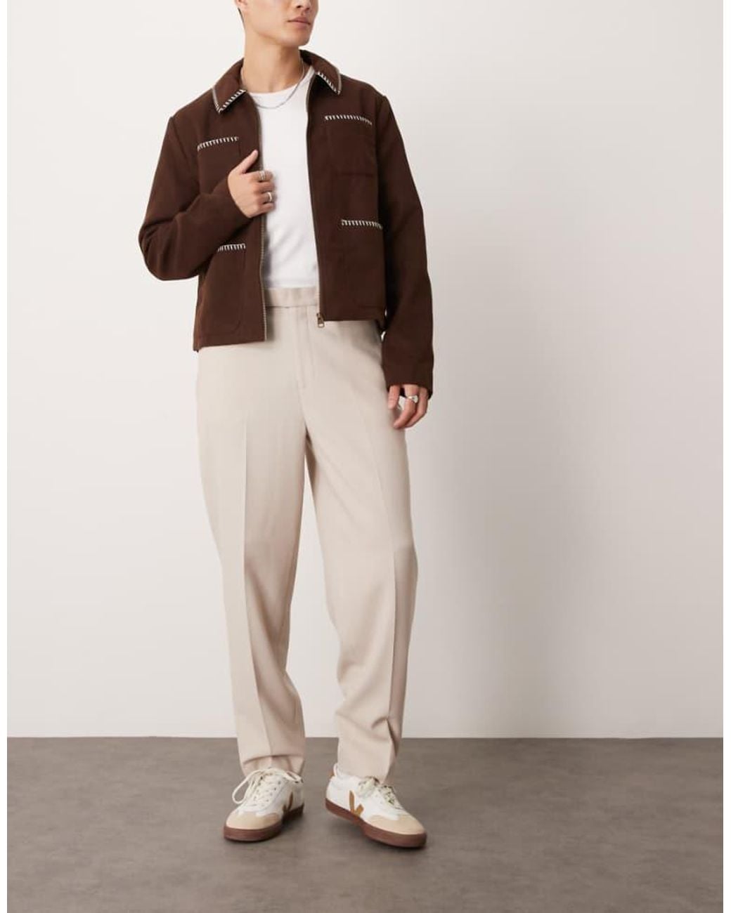 ASOS Multicolor Smart Textured Oversized Tapered Trouser for men