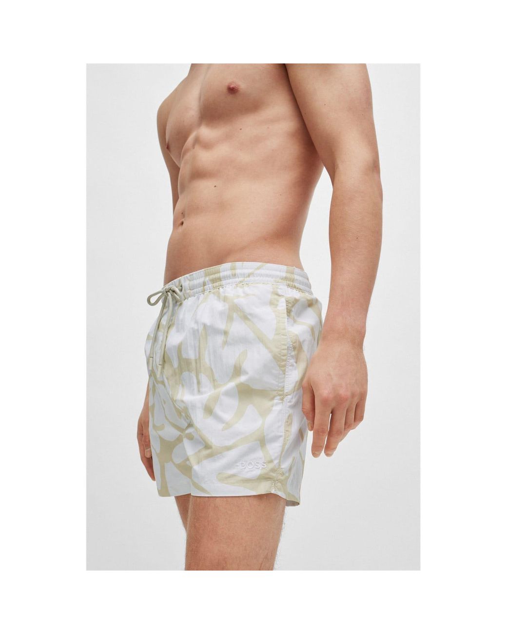 Boss White Bari Quick-Dry Swim Shorts for men