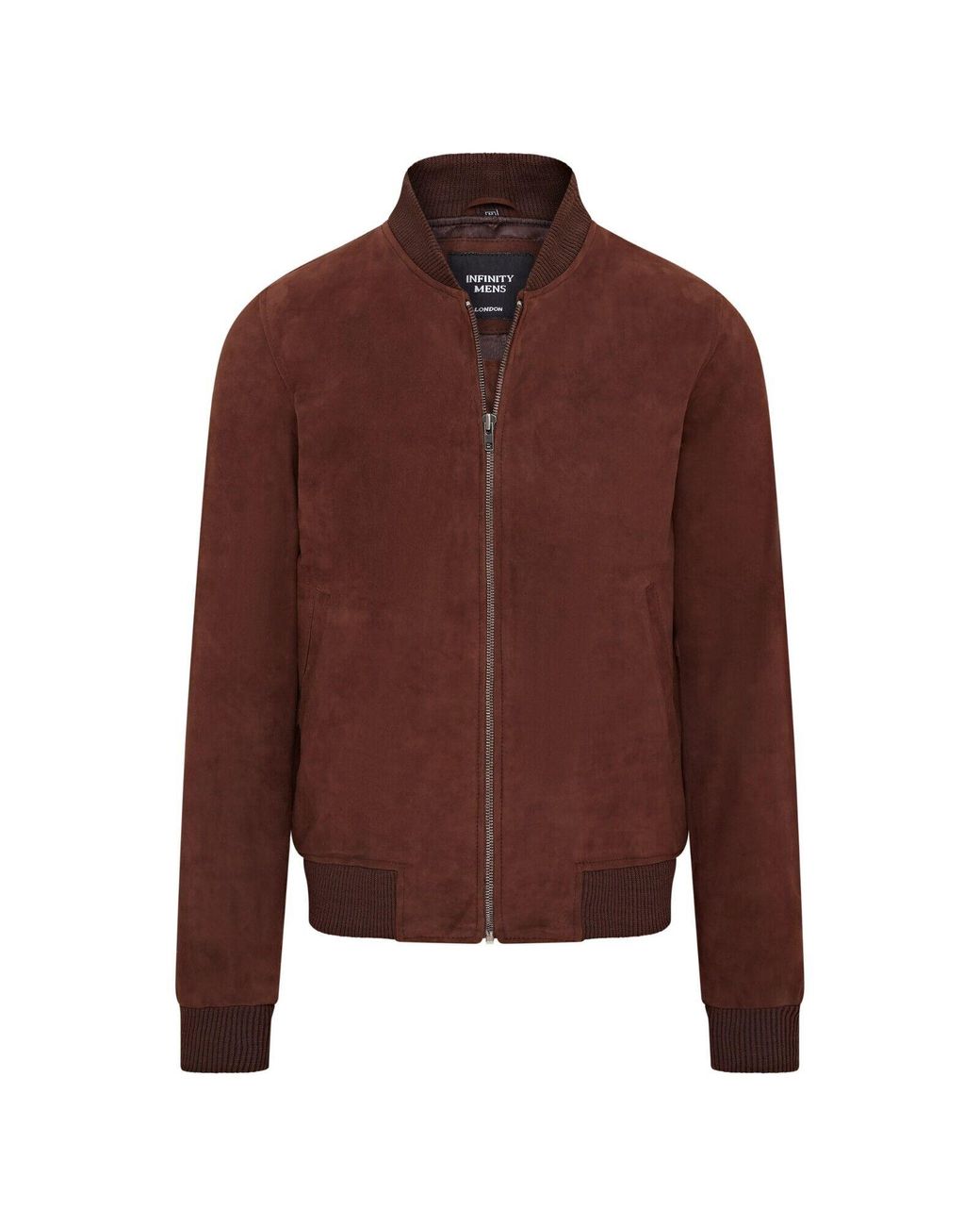 Infinity Leather Brown Soft Goat Suede Ma-1 Varsity Bomber Jacket for men