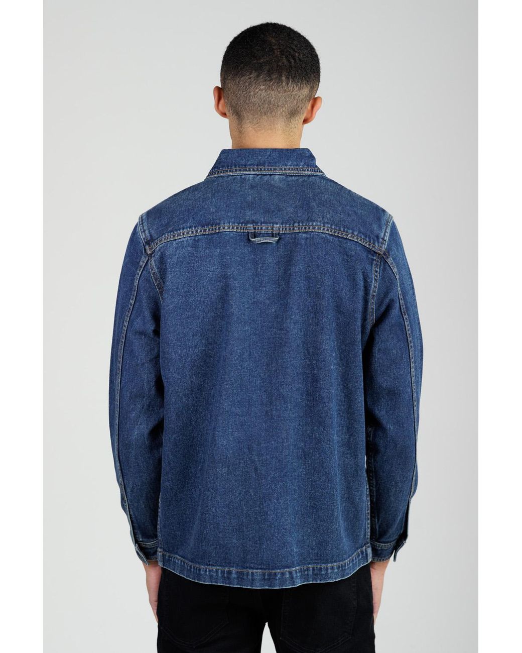 Tokyo Laundry Blue Mid Cotton Washed Denim Chore Jacket for men