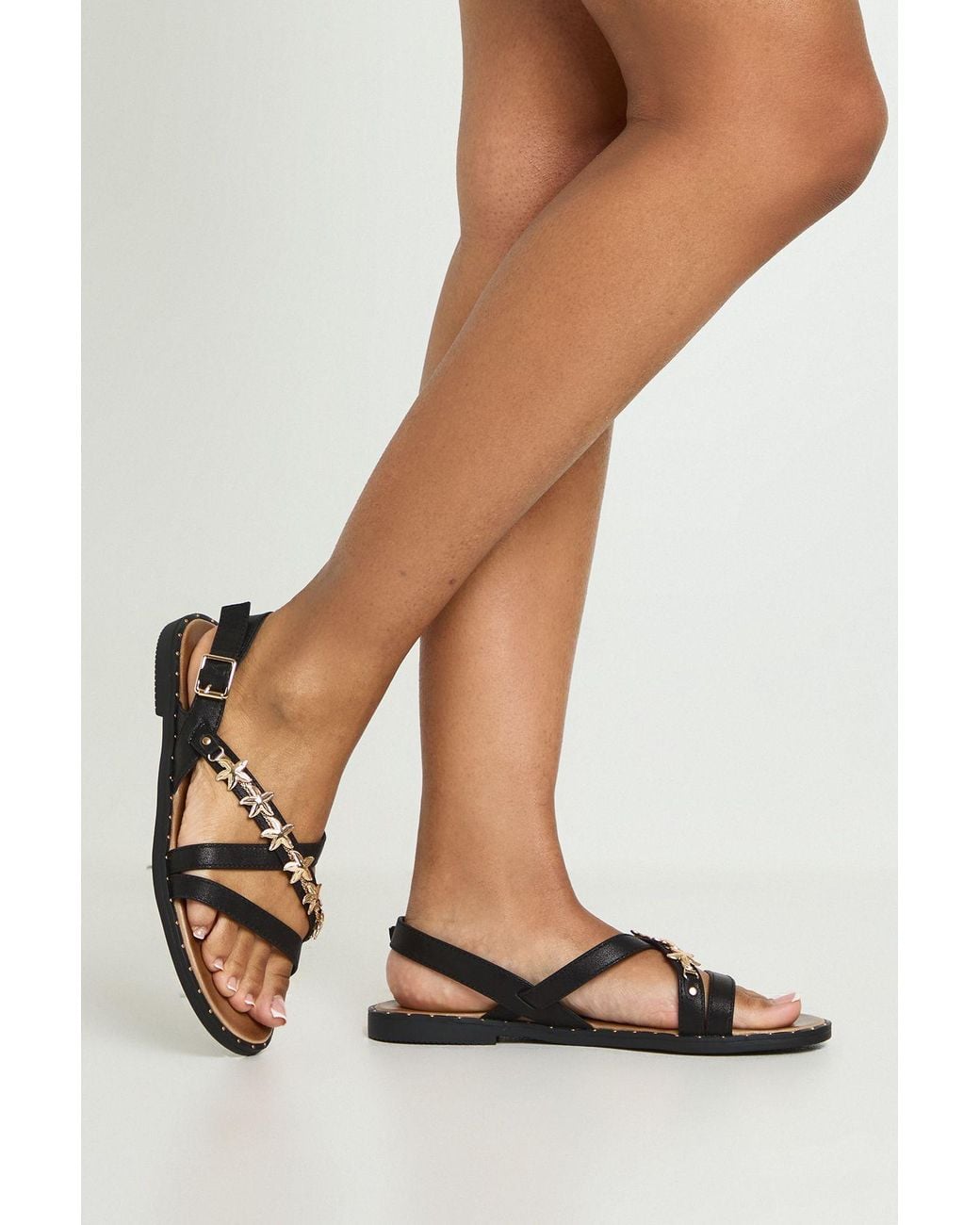Boohoo White Starfish Trim Cross Over Sandals