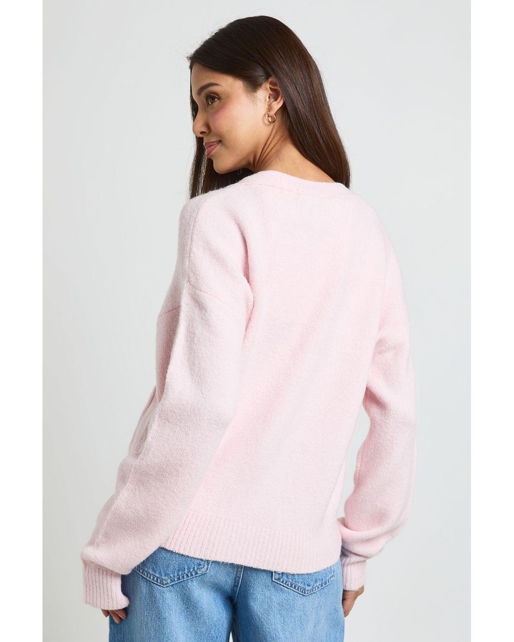 Boohoo White Soft Knit Pocket Detail V Neck Cardigan