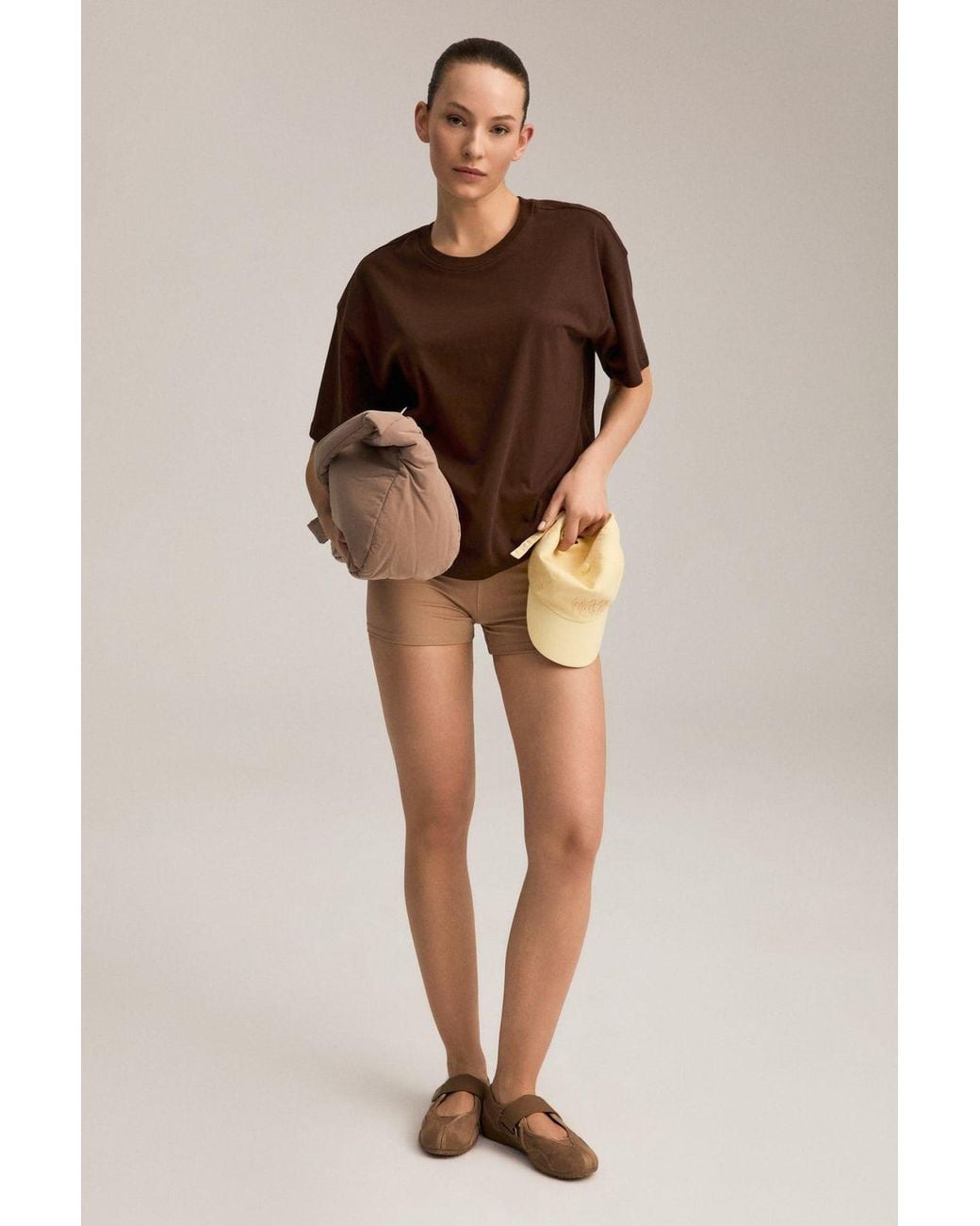 Grimelange Brown Oversized Crew Neck T-Shirt
