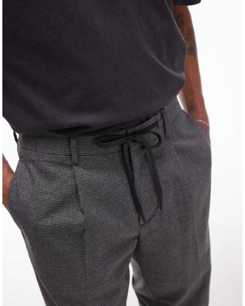 SELECTED Black Regular Tapered Trousers for men