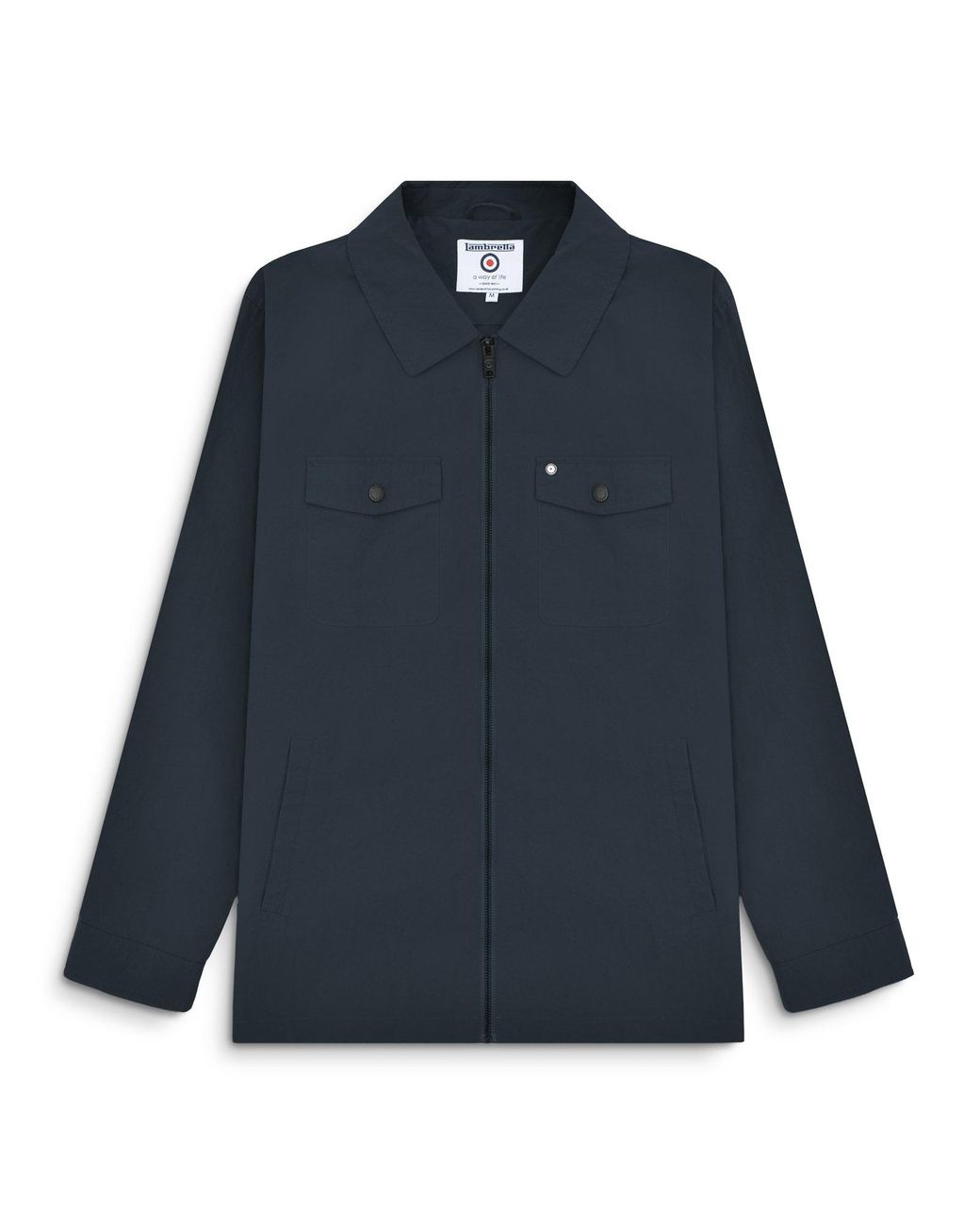 Lambretta Blue Overshirt Kalmar Zip Fasten Jacket Textile