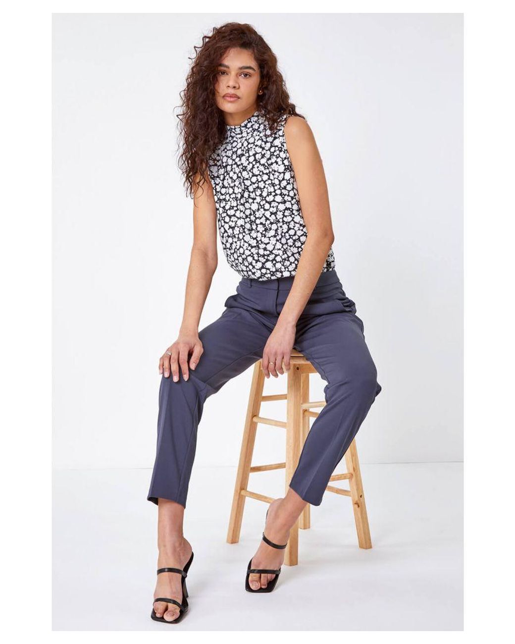 Roman Blue Long Straight Leg Stretch Trouser