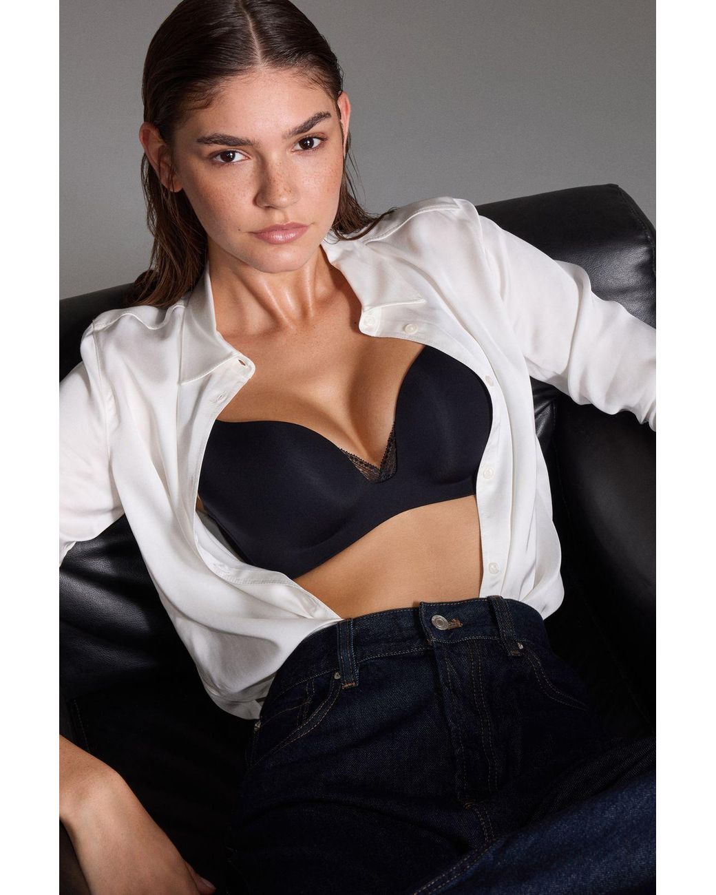 Penti Black Lace Jersey Bralette Bra