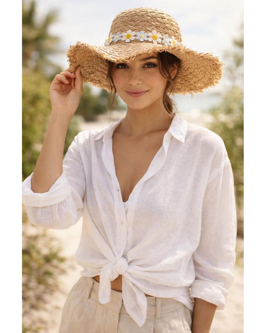 SVNX Natural Chrysanthemum Sun Hat