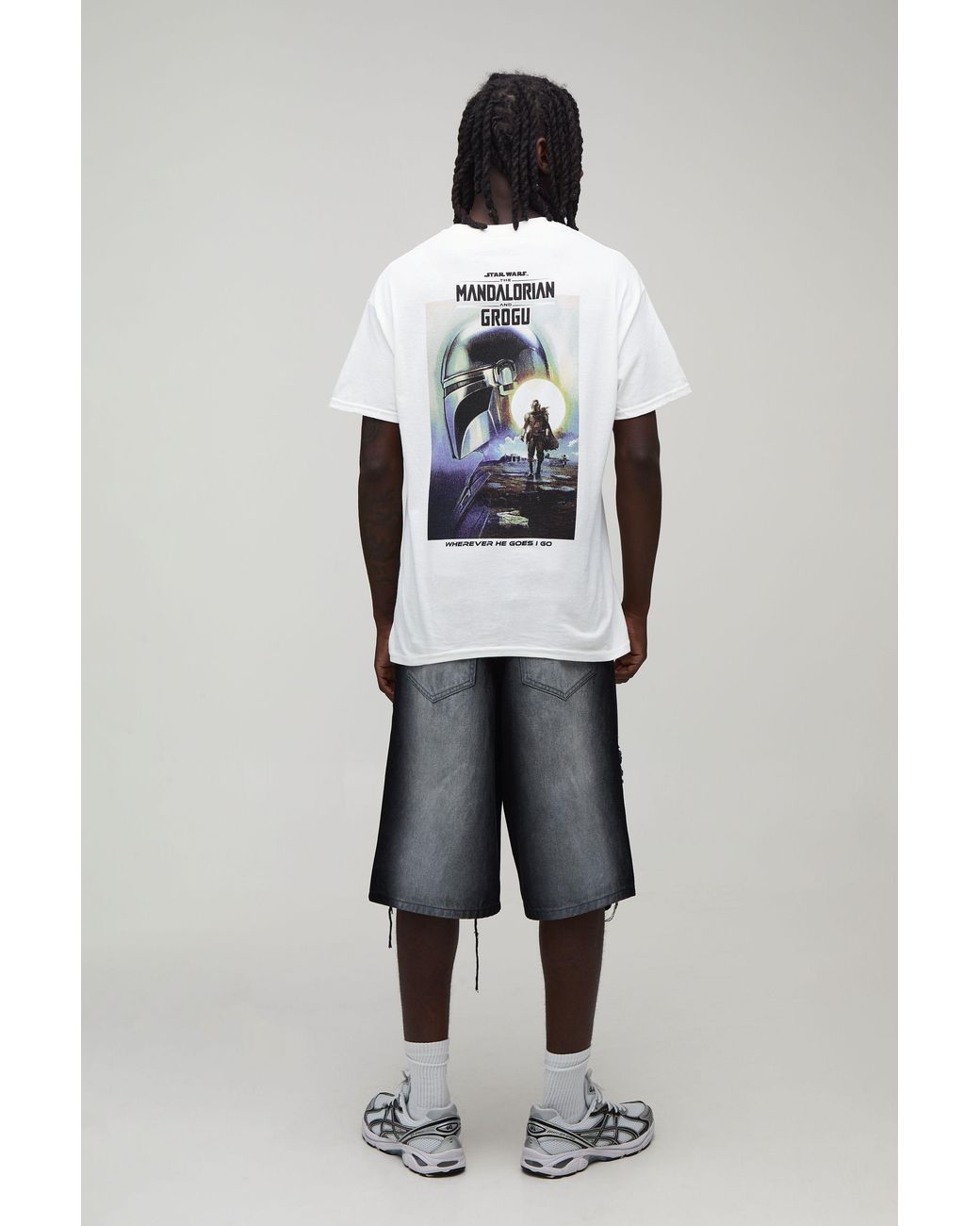 BoohooMAN Gray Fade Wash Extreme Distressed Longline Jorts for men