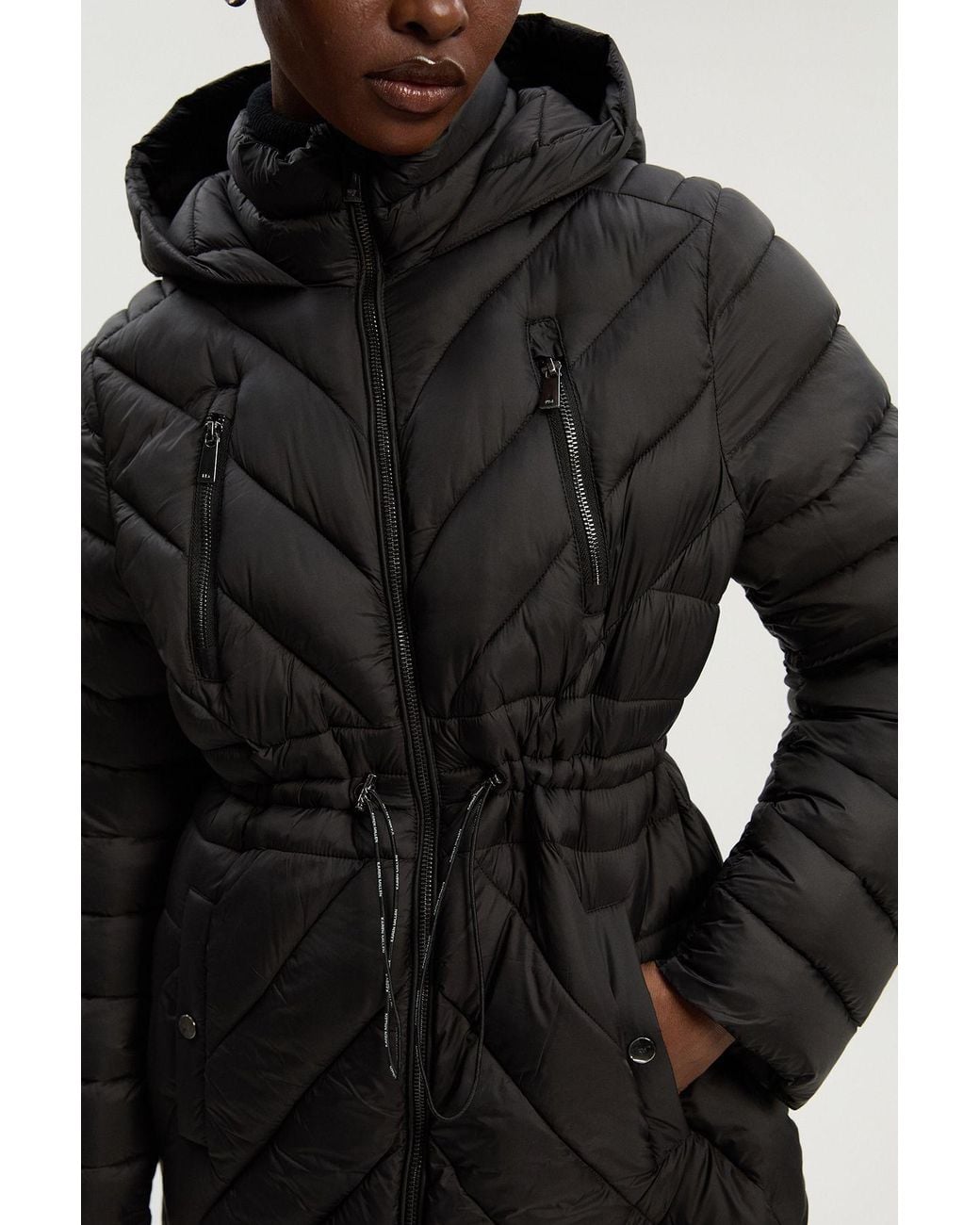 Karen Millen Black Lightweight Knee Length Packable Coat