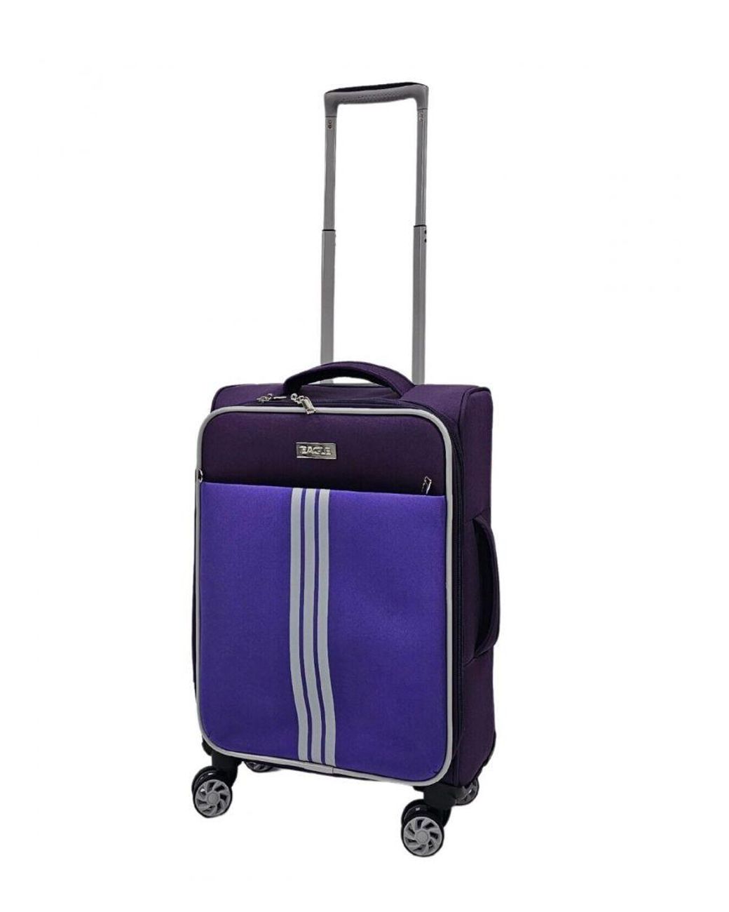 Infinity Leather Blue Lightweight Cabin 4 Wheel Soft Luggage Travel Bag