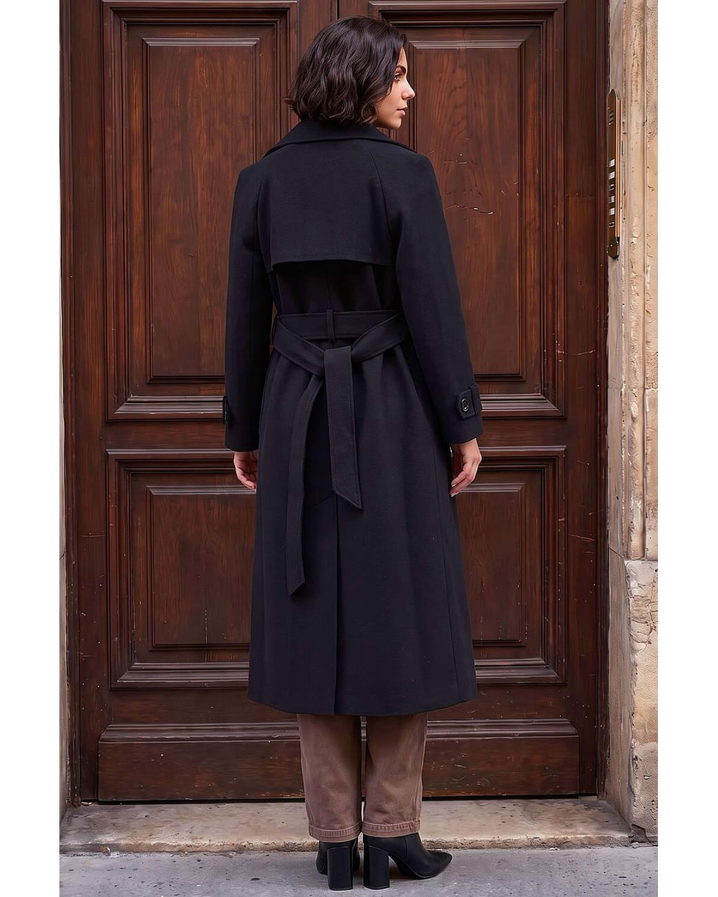 Roman Blue Textured Premium Belted Smart Coat