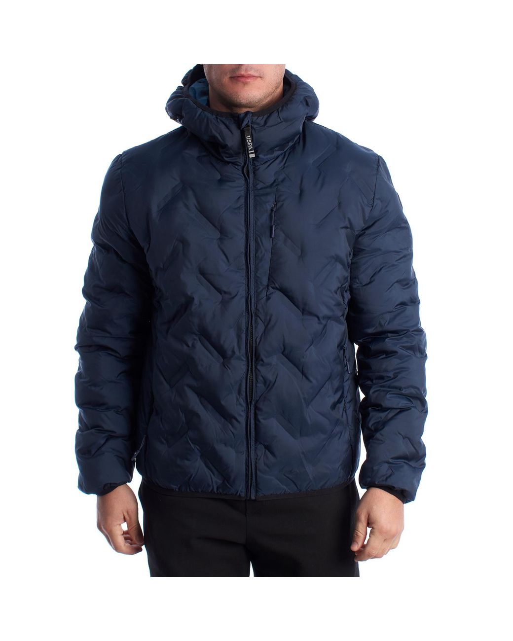 U.S. POLO ASSN. Blue Padded Jacket With Hood Us40127001 for men
