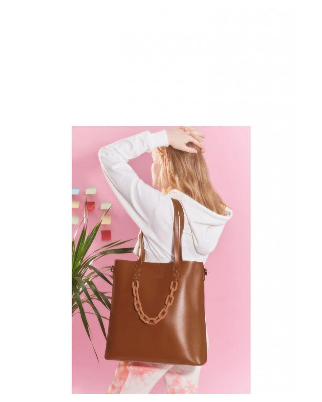 Claudia Canova Brown Elizabeth Chain Detail Tote Bag