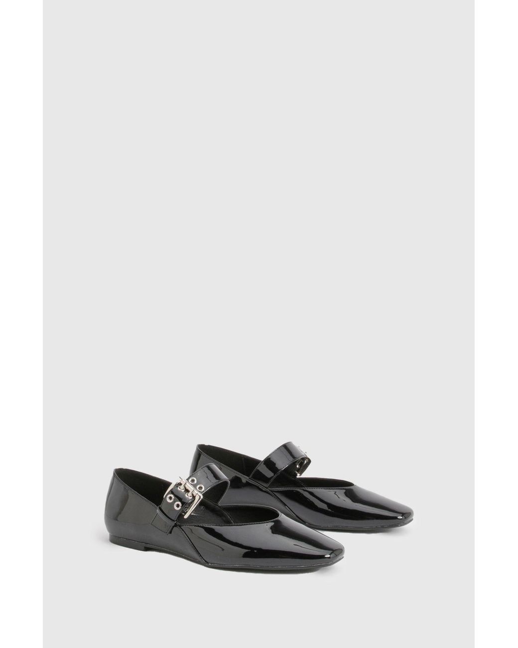 Boohoo White Mary Jane Strap Ballet Flats
