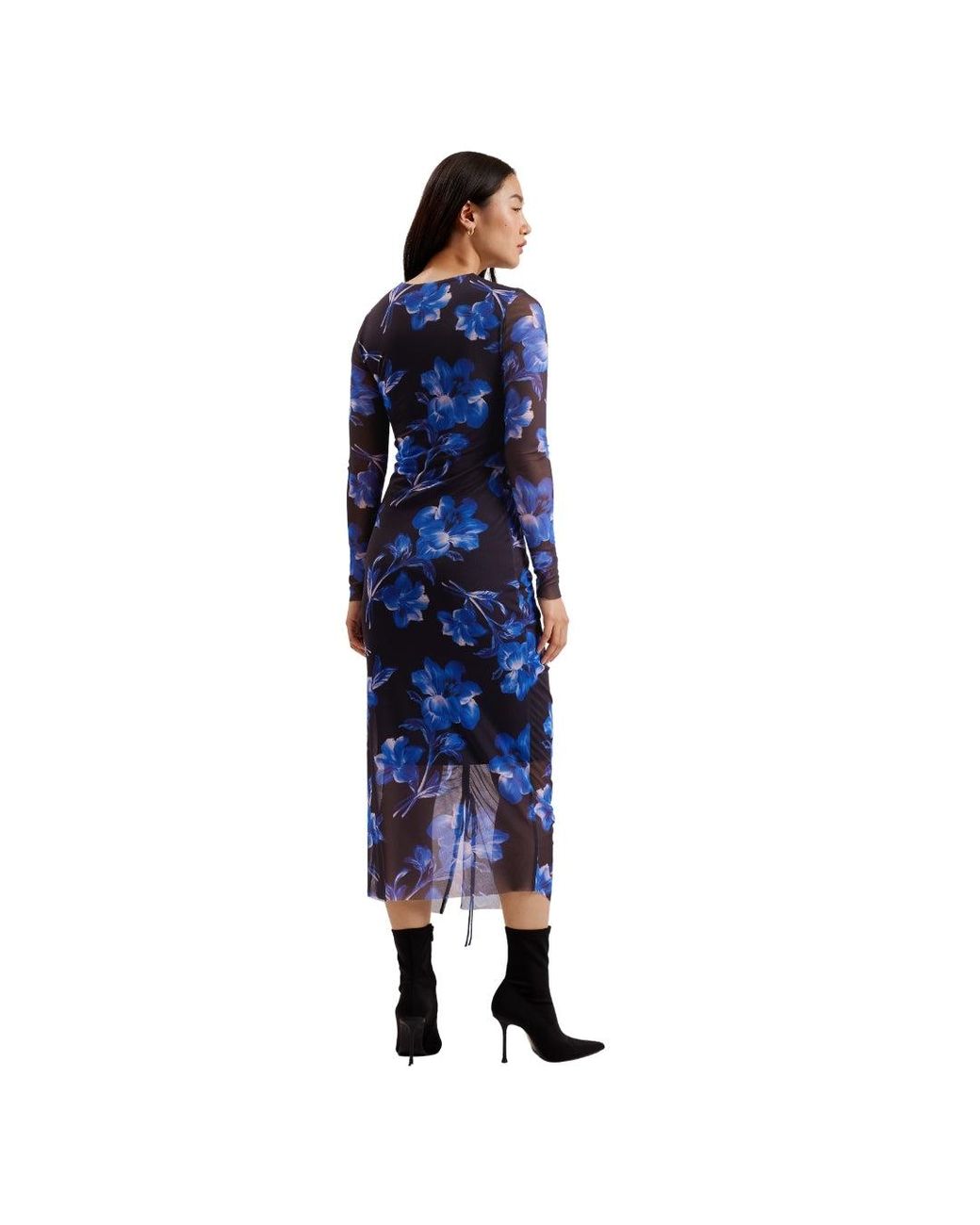 Ted Baker Blue Marliyy Printed Mesh Bodycon Dress