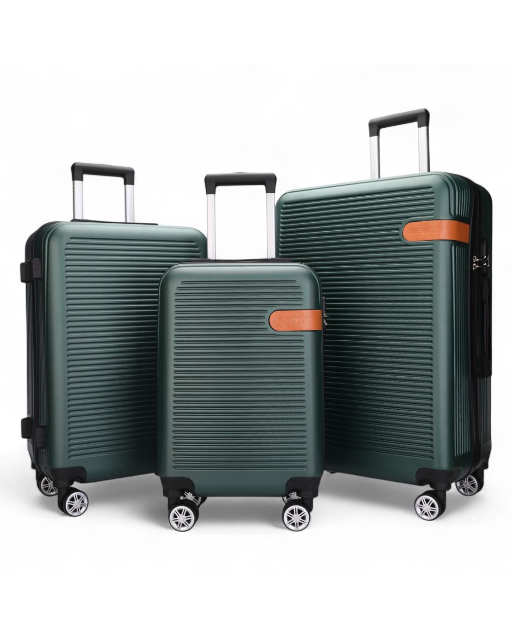 Infinity Leather Green Hardshell Emerald Cabin Suitcase Robust Abs Lightweight Luggage Holiday Bag