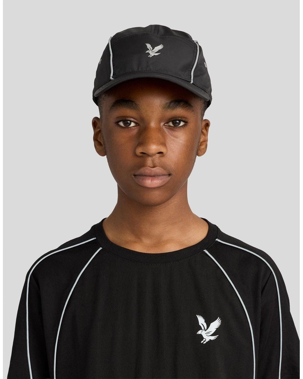 Lyle & Scott Black Reflective Piped Cap for men