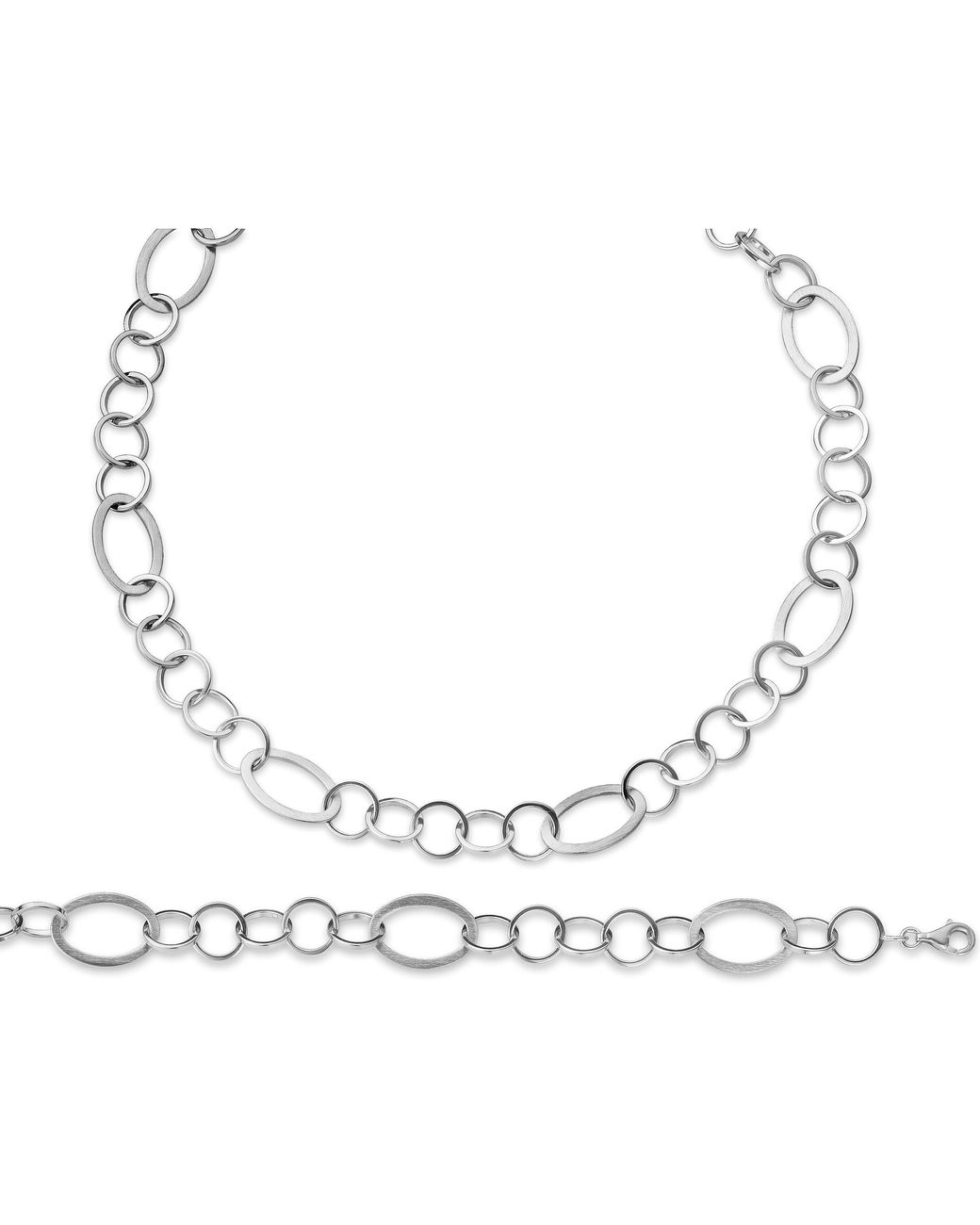 Orphelia White 925 Sterling Set: Chain + Bracelet