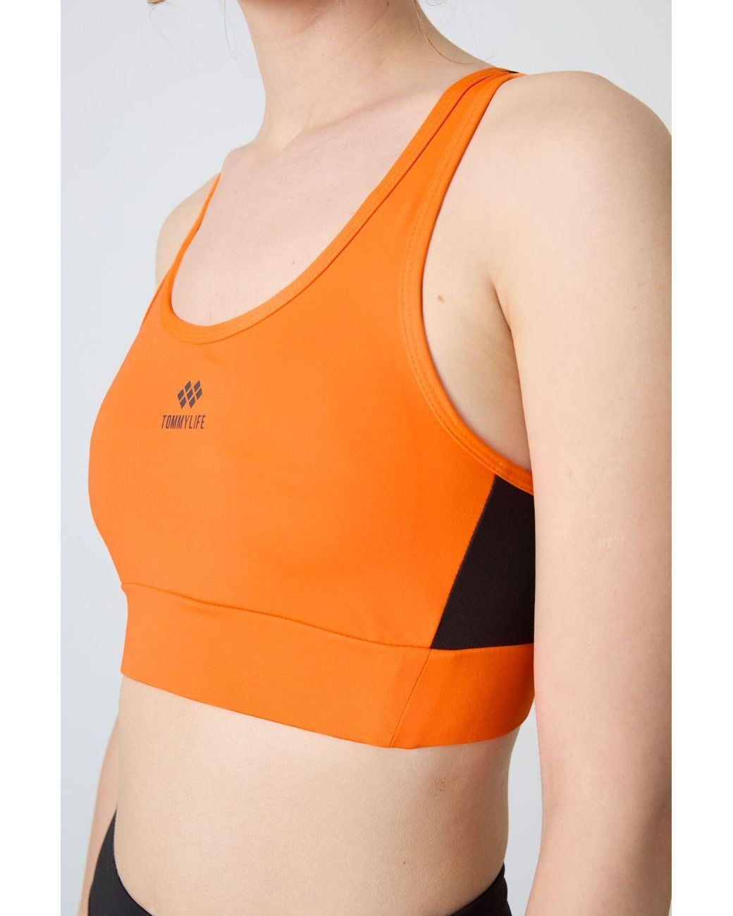 TOMMY LIFE Orange Fitted Sleeveless Crop Sports Top