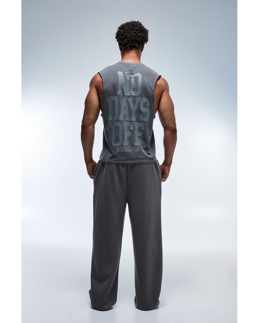 BoohooMAN Gray No Days Off Washed Regular Fit Tank for men