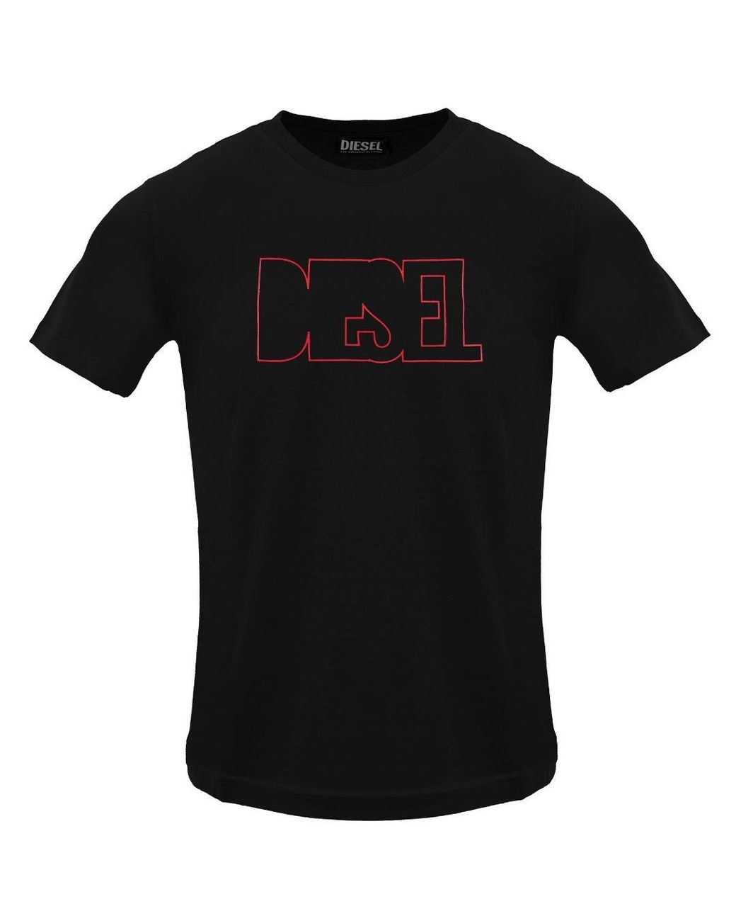DIESEL Black Outlined Logo Caviar T-Shirt Cotton for men