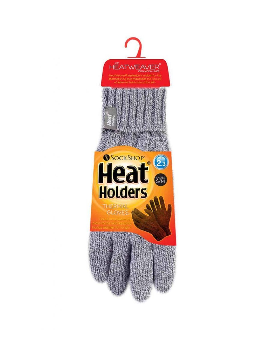 Heat Holders Gray Cable Knit 2.3 Tog Gloves For Winter
