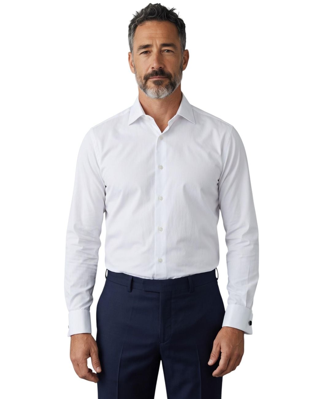 TruClothing White Slim Fit Long Sleeve Formal Plain Dress Shirt for men