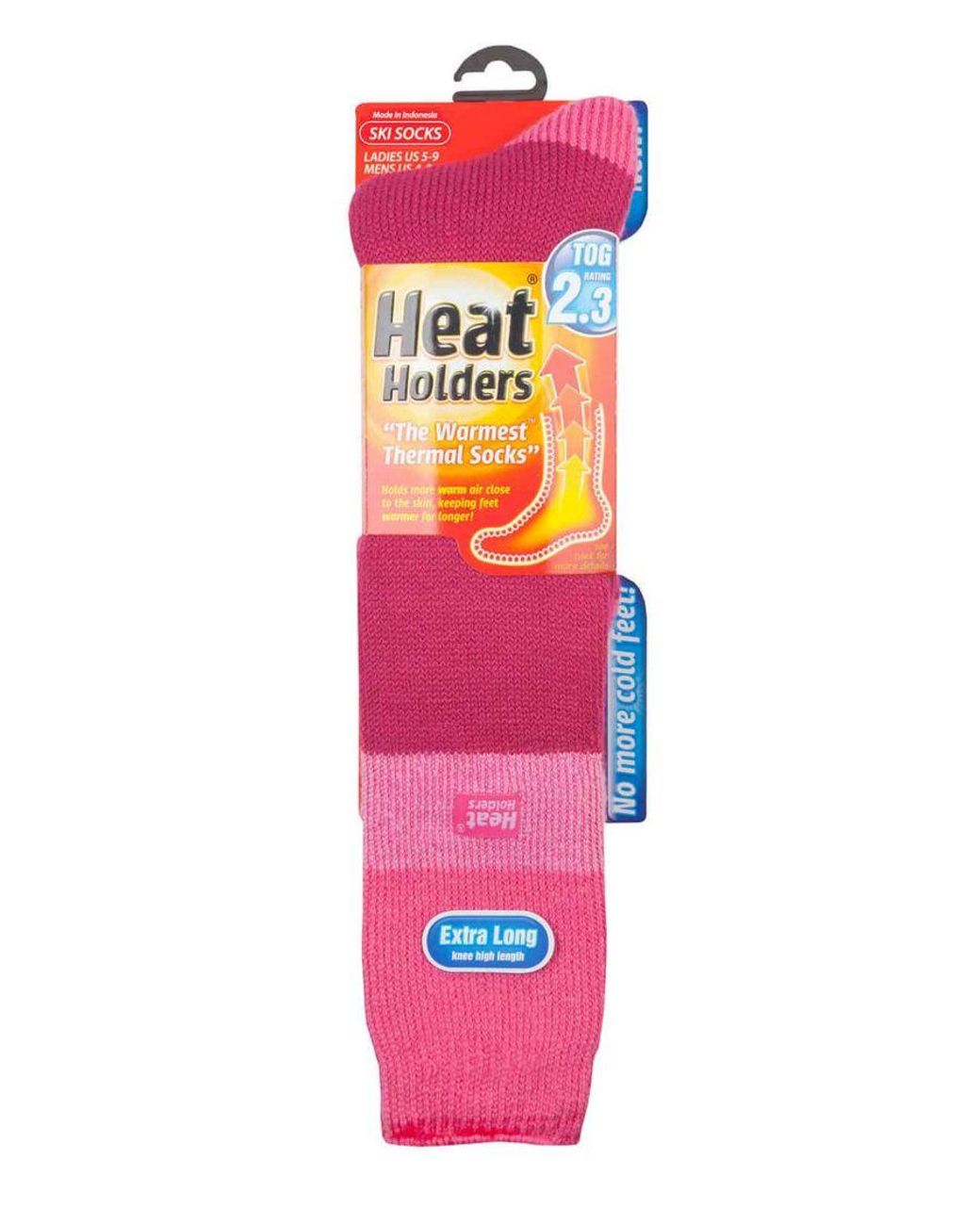 Heat Holders Pink Ladies 2.3 Tog Extra Long Knee High Skiing Thermal Ski Socks