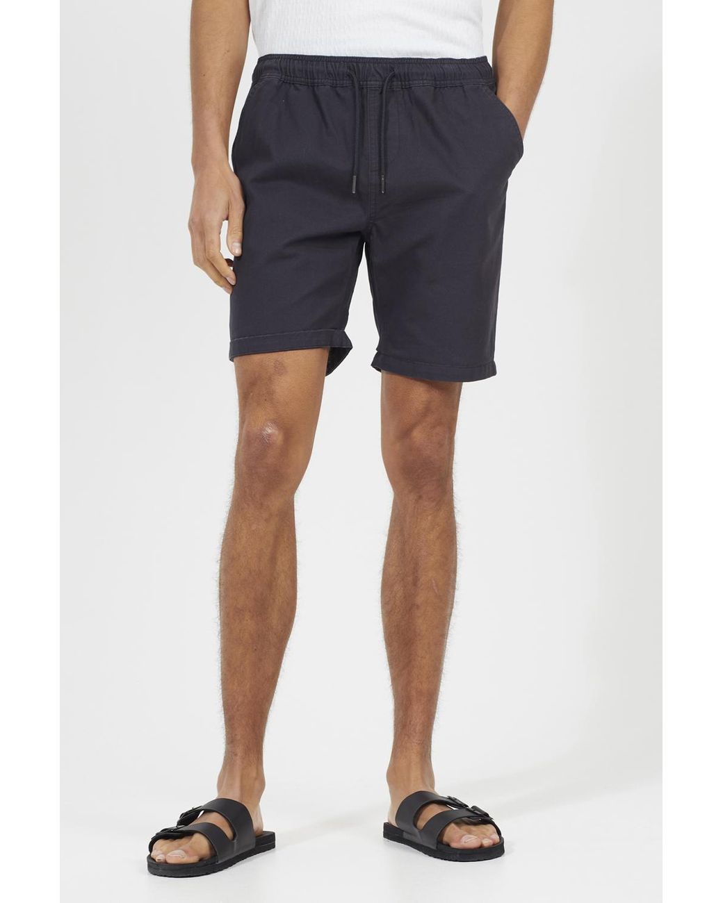 Brave Soul Blue Chino Drawcord Shorts for men