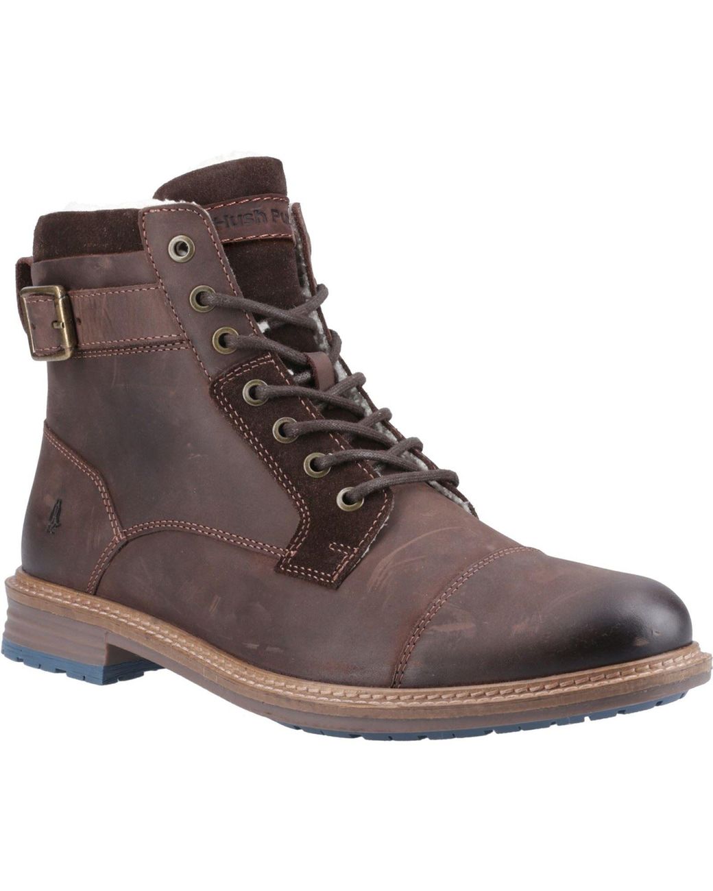 Hush Puppies Brown Jordan Leather Ankle Boots for men