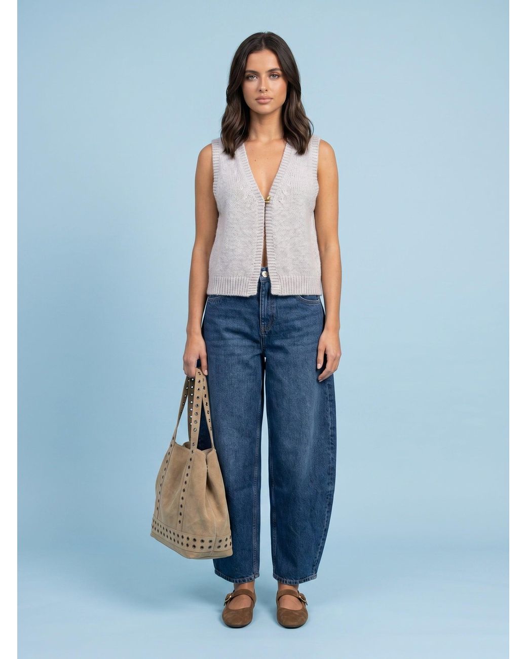 Urban Bliss Blue Wool Blend One Button Vest