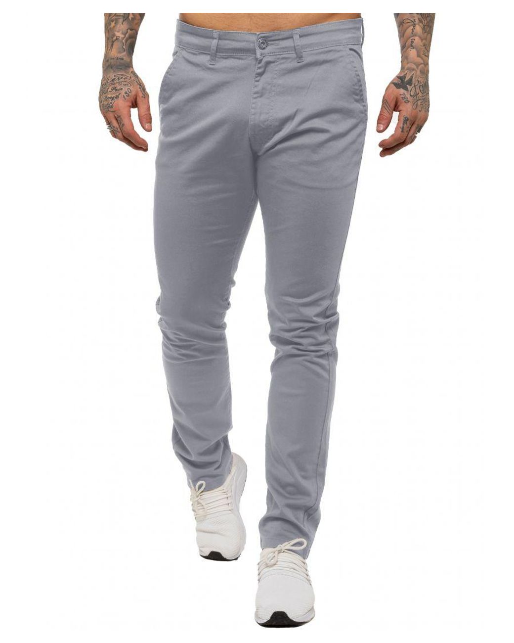 Enzo Blue Slim Fit Stretch Chinos for men