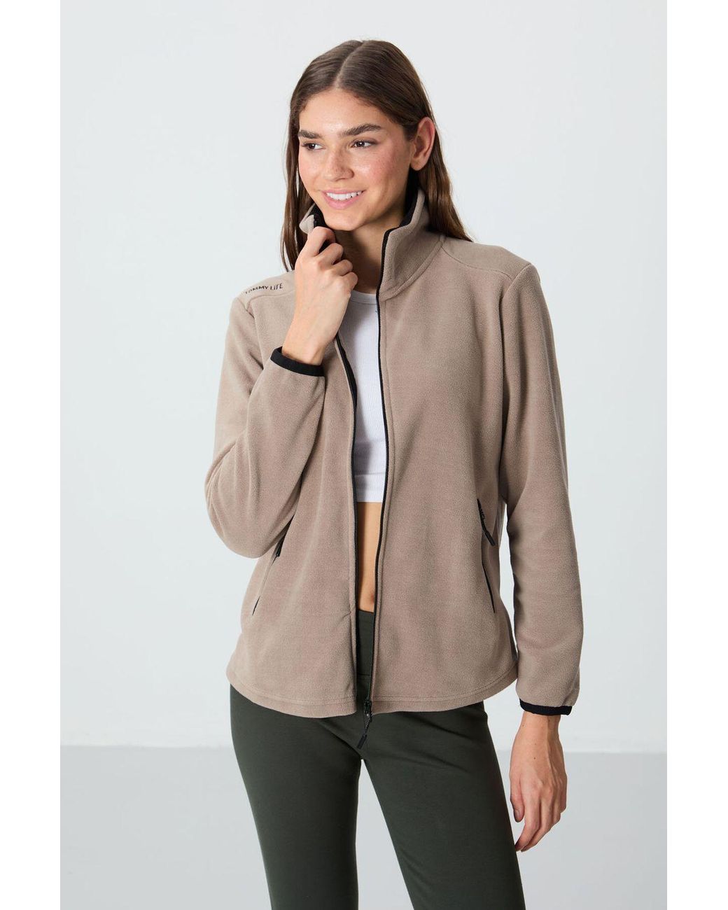 TOMMY LIFE Natural Plush Zip Sweatshirt