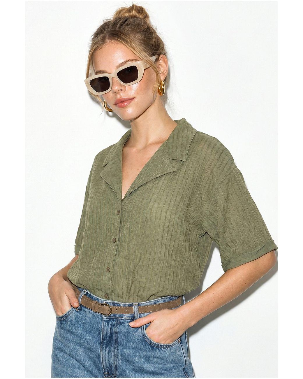 Bianco Lucci Green Cotton Shirt