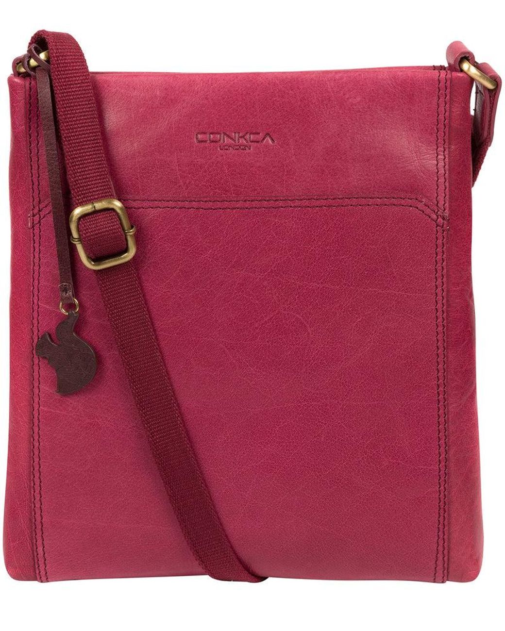 Conkca Red 'Dink' Orchid Leather Cross Body Bag