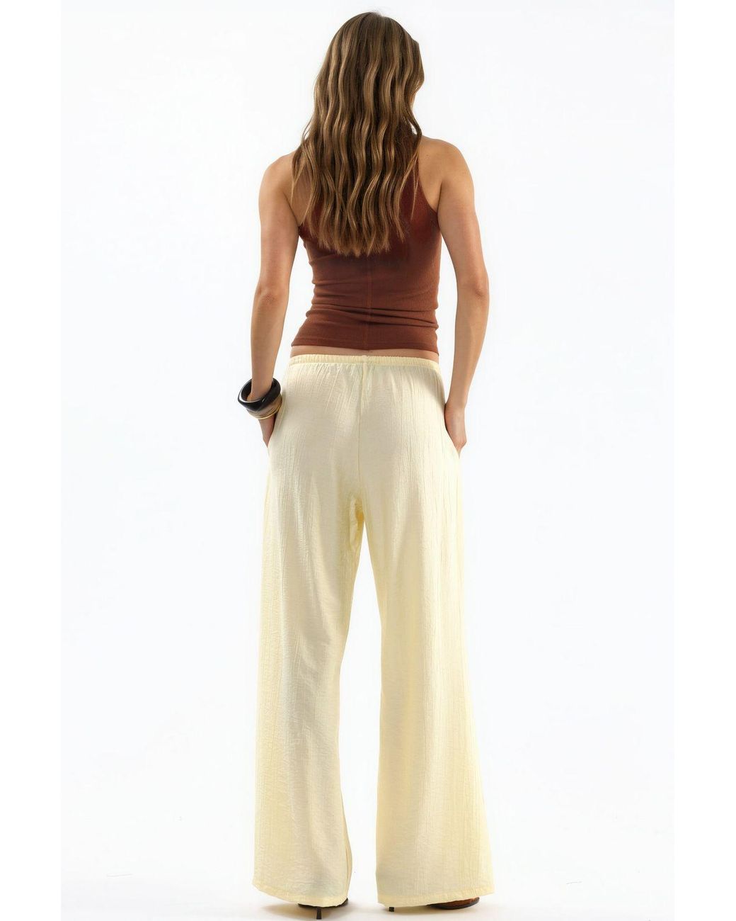 Busem Yellow Wide-Leg Woven Trousers