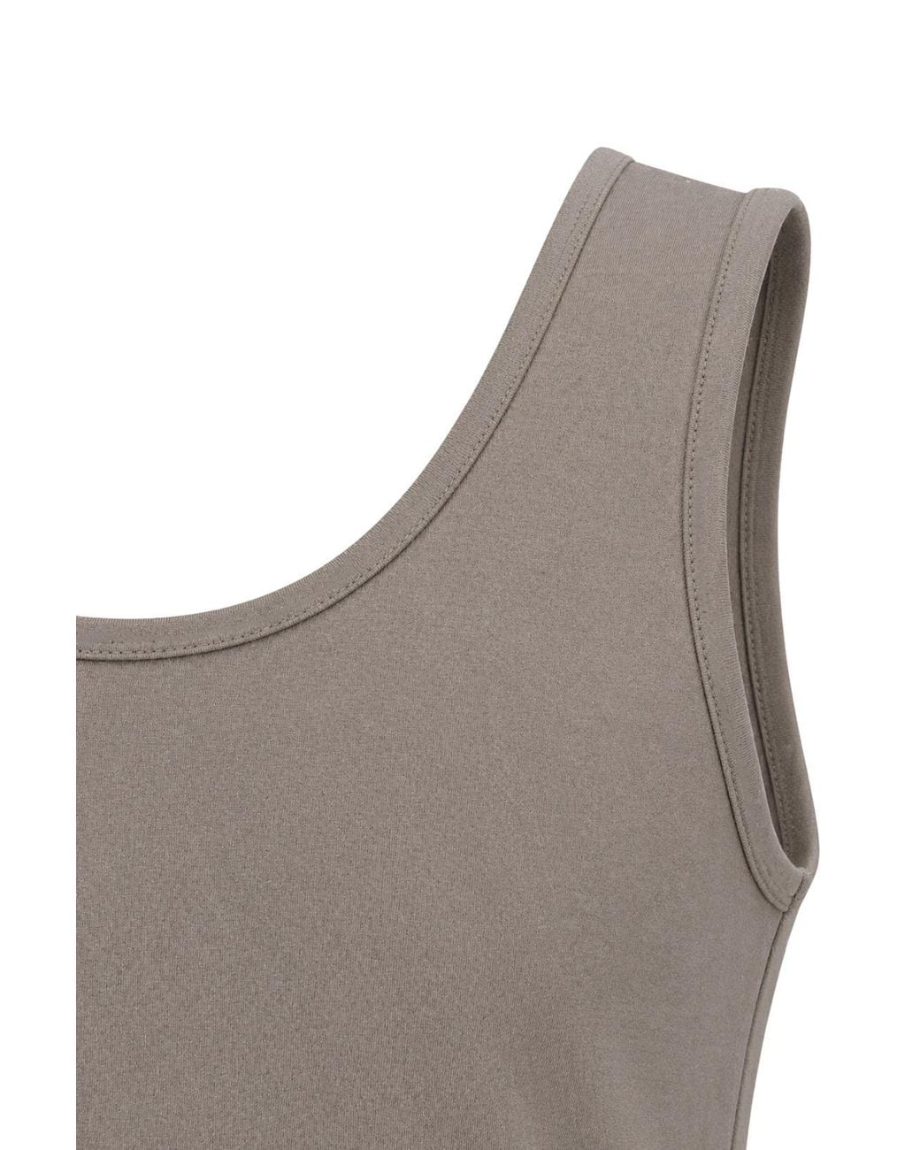 MixRay Brown Casual U Neck Cotton Blend Tank Top