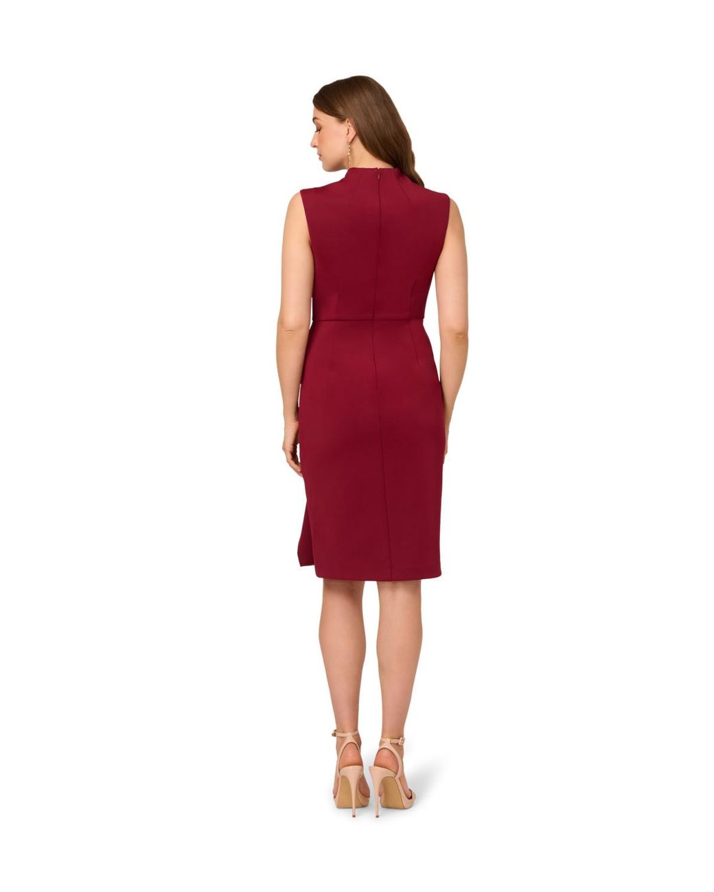 Adrianna Papell Red Ruffle Scuba Midi Dress
