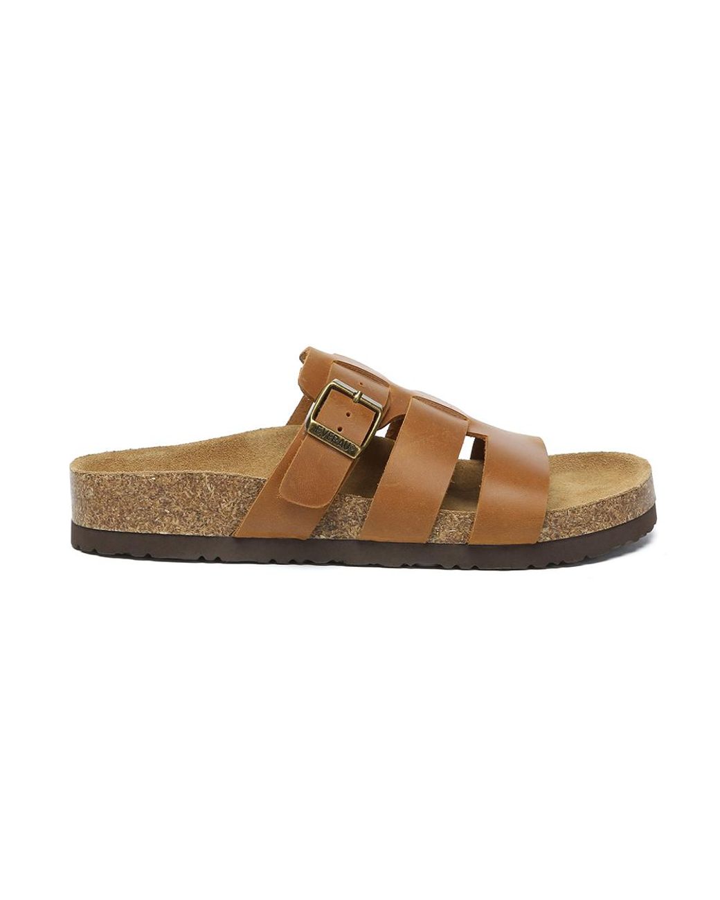 EverAu Australia Brown Ever Au Genuine Leather Yates Slides With Sole