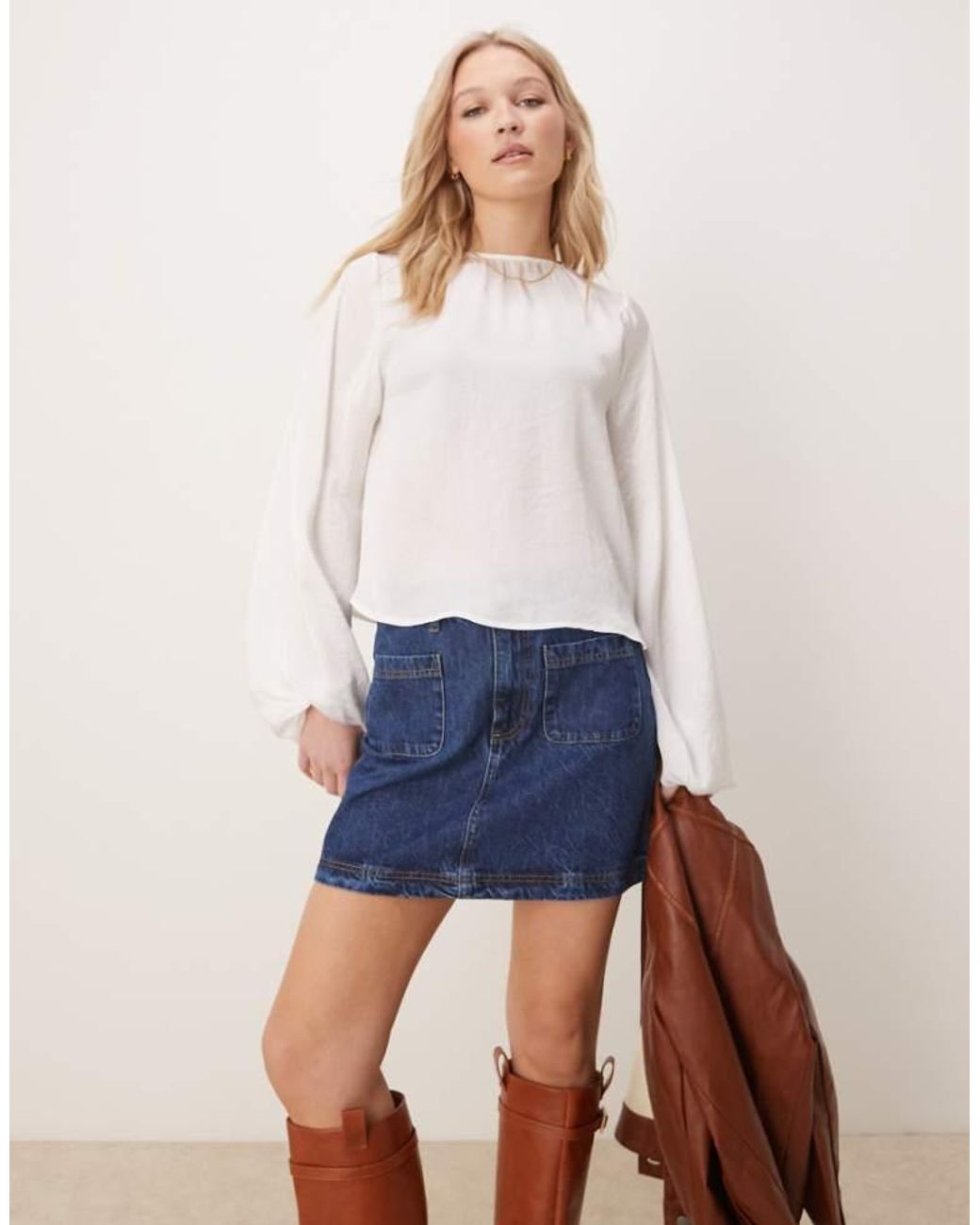 ASOS Blue Denim Patch Pocket Mini Skirt