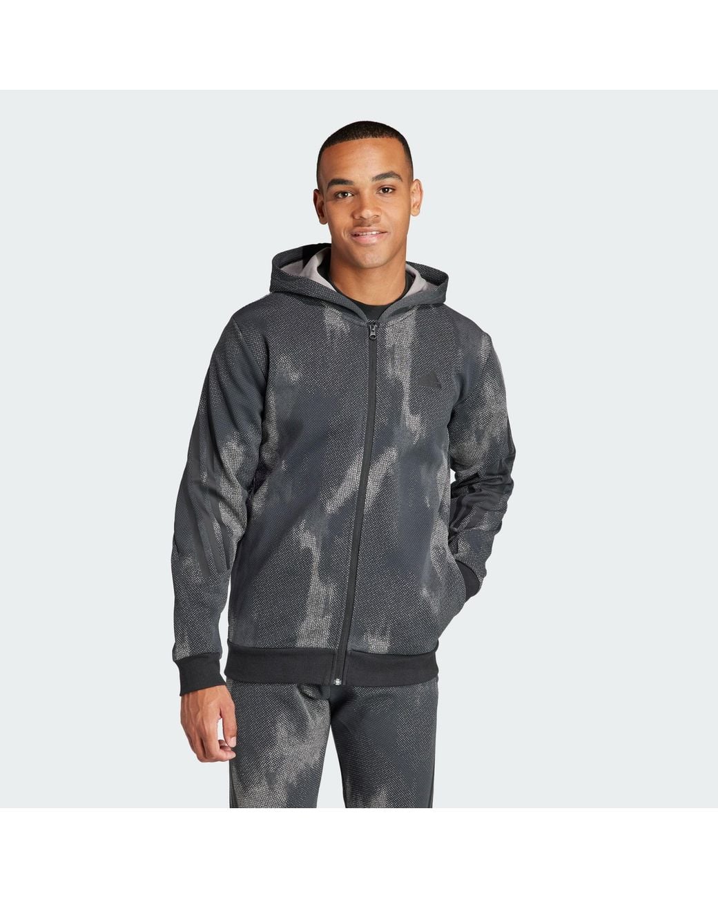 Adidas Gray Future Icons 3-Stripes Full Zip Hoodie for men