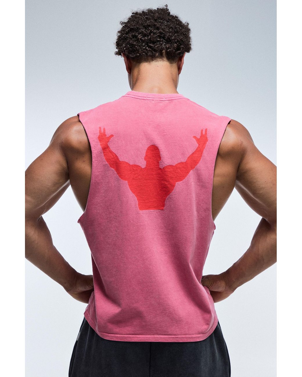 BoohooMAN Pink One More Rep Washed Regular Fit Tank for men
