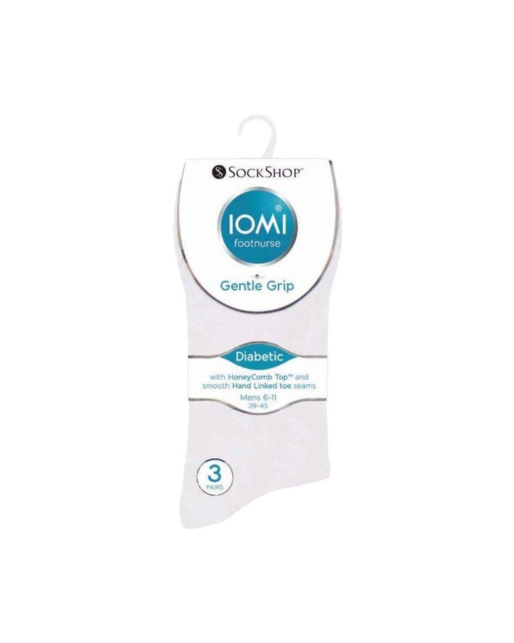 IOMI White 6 Pack Non Elastic Diabetic Socks With Hand Linked Toe Seams for men