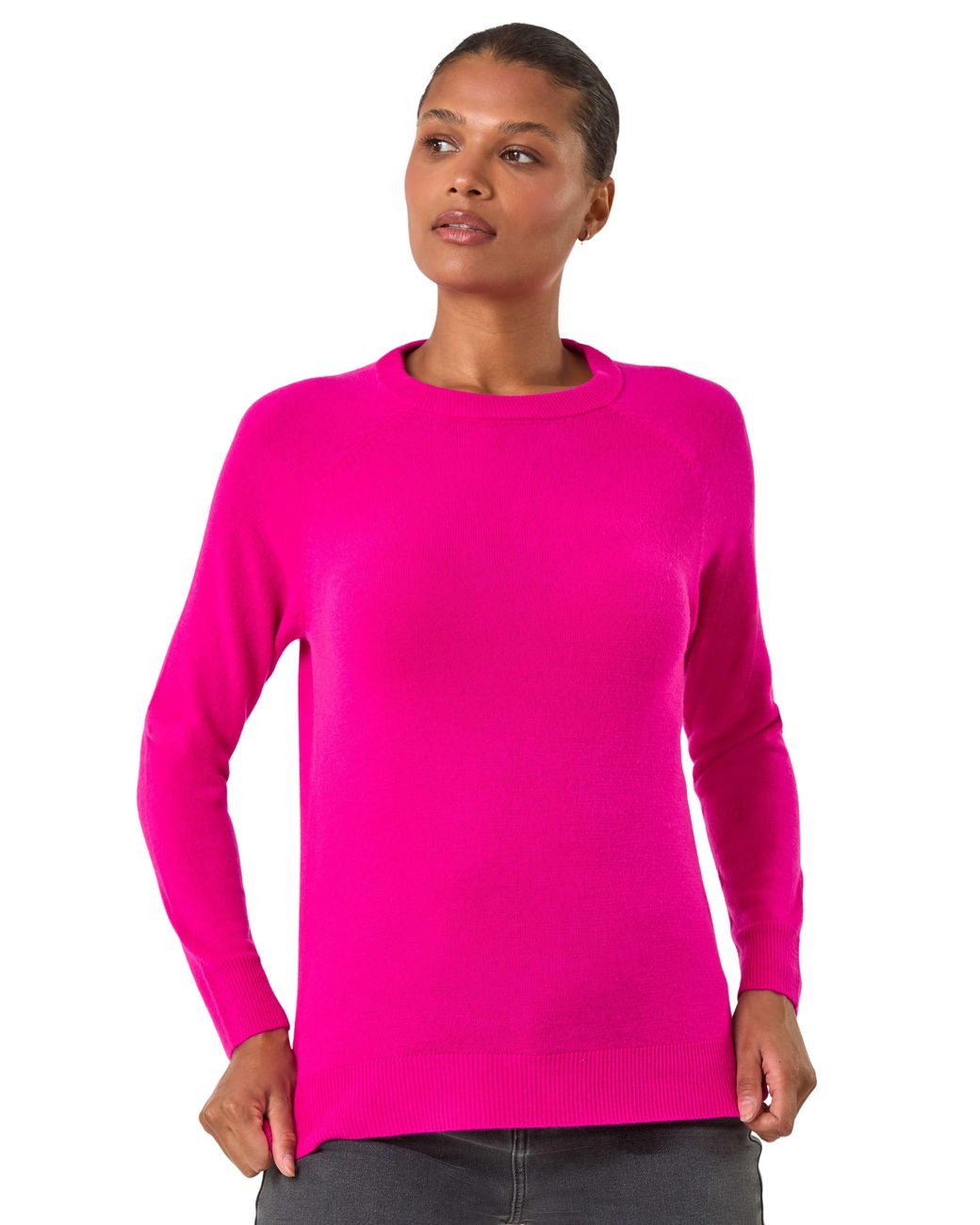 Roman Pink Plain Soft Crew Neck Jumper