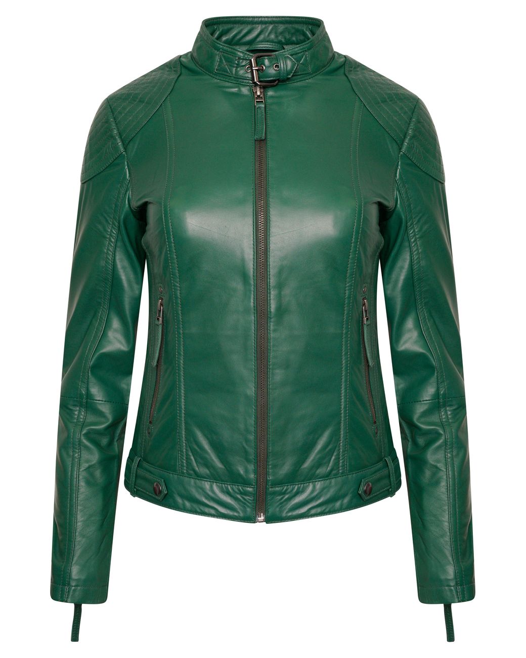 Elle Green Anette Leather Jacket Forest