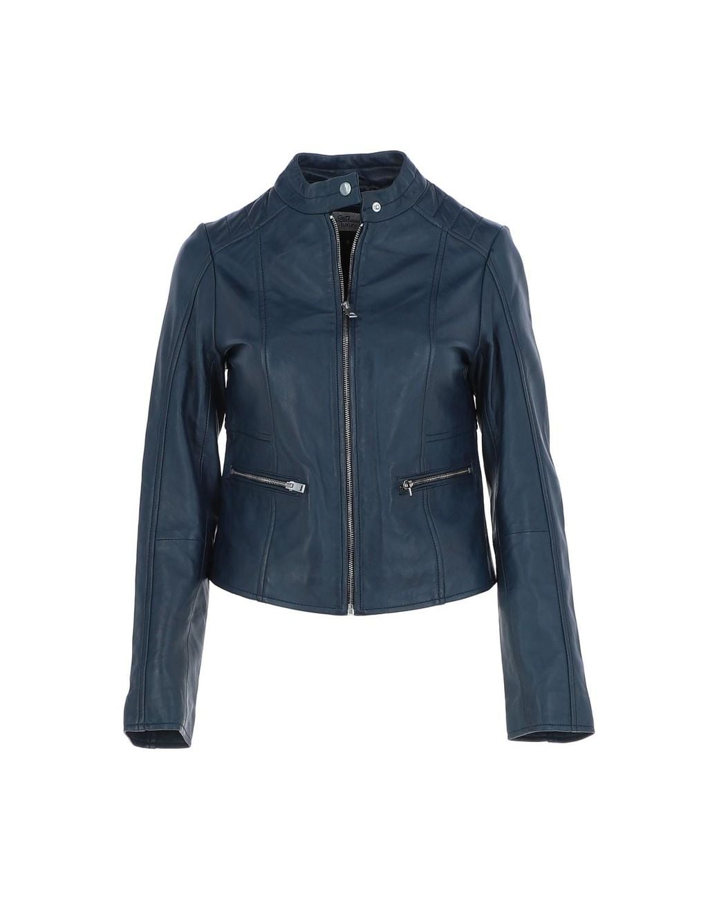 Ashwood Leather Blue 'Serefina' Real Biker Jacket